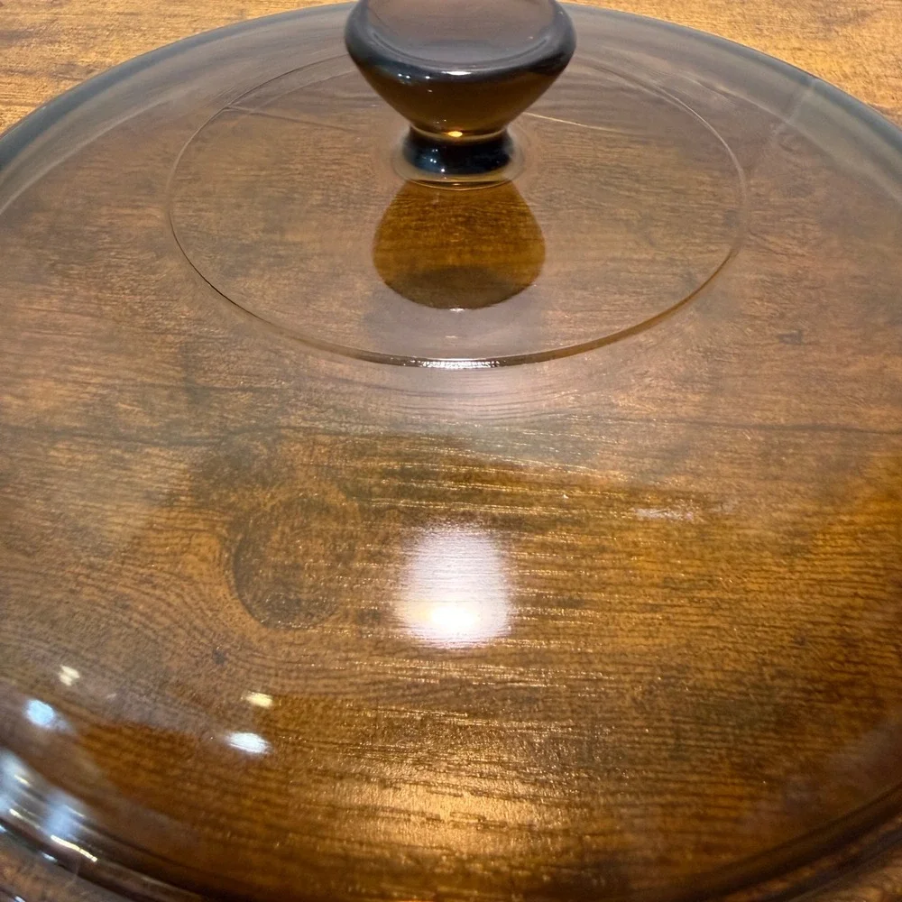 Vtg Pyrex Visions Amber Glass Lid 8.5